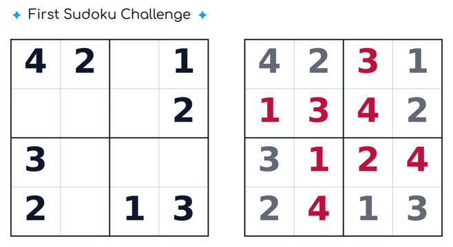 First Sudoku Challenge &ndash; Easy Printable Sudoku Worksheet for Kids
