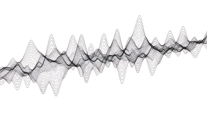 Abstract particle wave noise pattern black and white texture with abstract particle monochrome generative structure movement vibration monochromatic background