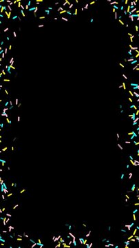 birthday sprinkles colorful border frame isolated alpha channel animation,happy birthday celebration and food stream video vertical social media motion design element