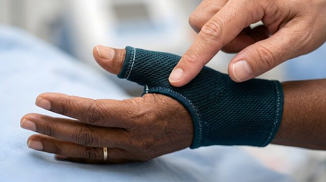 Orthopedic Doctor Fitting Thumb Immobilizer Support Sleeve