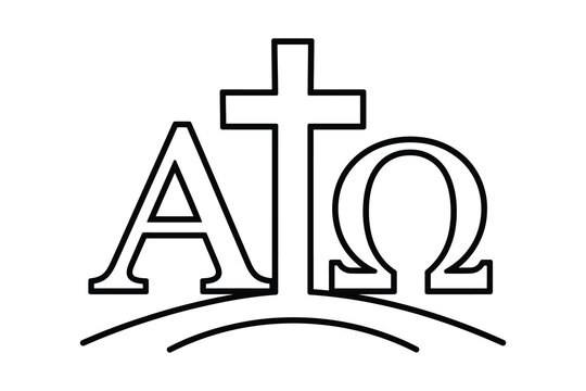 Alpha omega symbol with cross illustration