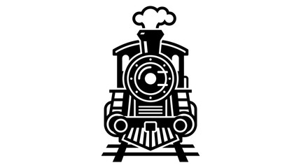 Vintage steam locomotive engine illustration. © sogon