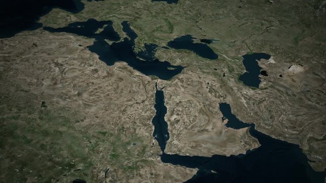 Earth Map Zoom to Neom Saudi Arabia Location on Satellite Background