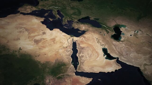 Satellite Map Zoom Animation to Neom City in Saudi Arabia