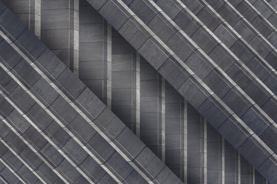 Abstract Geometric Architecture Background with Parallel Diagonal Concrete Beams and Pillars