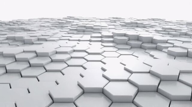 Hexagonal Pattern Moving Across White Background