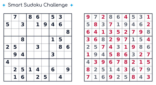 Smart Sudoku Challenge &ndash; Easy Printable Sudoku Worksheet, Fun Logic Puzzle for Kids and Beginners