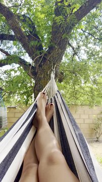Relaxing in a hammock on a sunny day