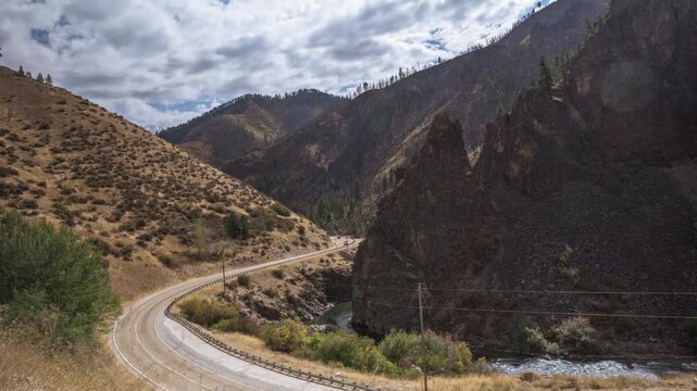 Scenic view of Banks-Lowman Road in Idaho
