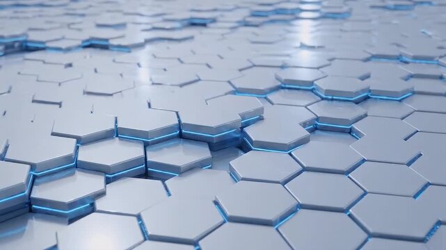 Rising and Falling Hexagonal Tiles Loop Abstract 3D Motion Background