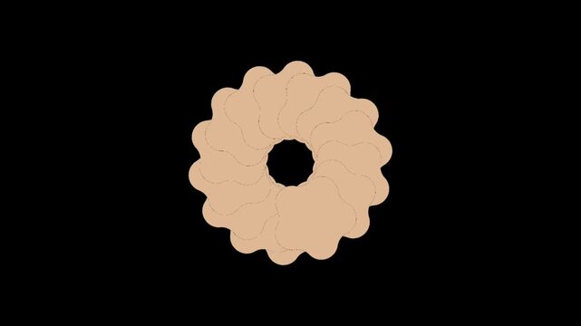 Minimal beige flower-shaped circular loop animation on a black background. Ideal for motion graphics, loading screens, UI animations, video intros, digital backgrounds, and creative visual effects.
