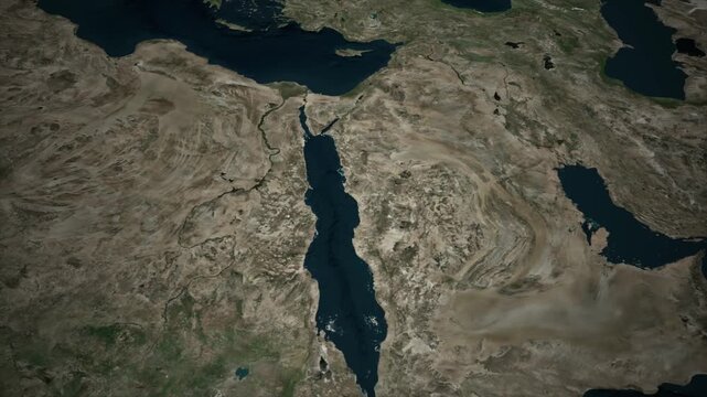 Earth Satellite Map Zooming to Yanbu on Saudi Arabia