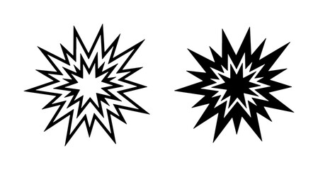 Explosion Burst Icons, Starburst Graphic Elements, Radial Star Shapes, Comic Book Impact Symbols © Riya