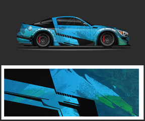 Fototapeta premium Dynamic Sports Car Wrap Design with Abstract Graphics