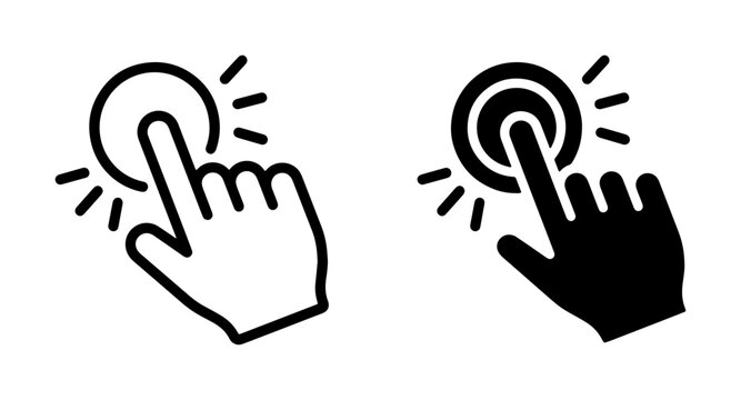 Click Icon Set, Hand Pointer Cursor, Digital Interaction, User Interface Elements, Web Design Buttons
