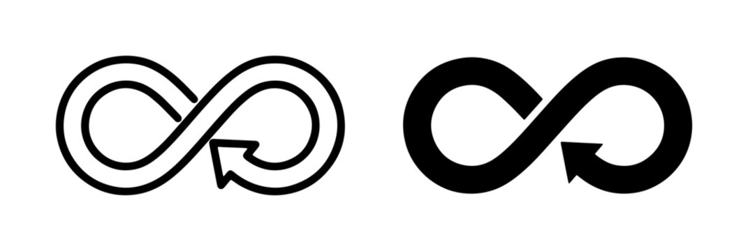Circular Economy Icons, Infinity Loop Symbol, Recycling Arrows, Sustainable Business Concepts
