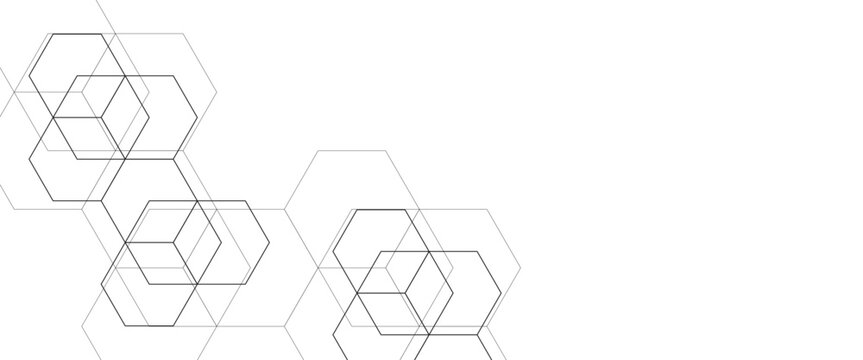 Vector texture with digital geometric hexagons pattern line and dot digital science network background