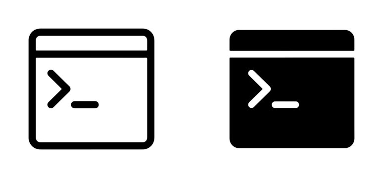Command Line Interface Icons, Terminal Window Symbols, Console Prompt Vector Graphics