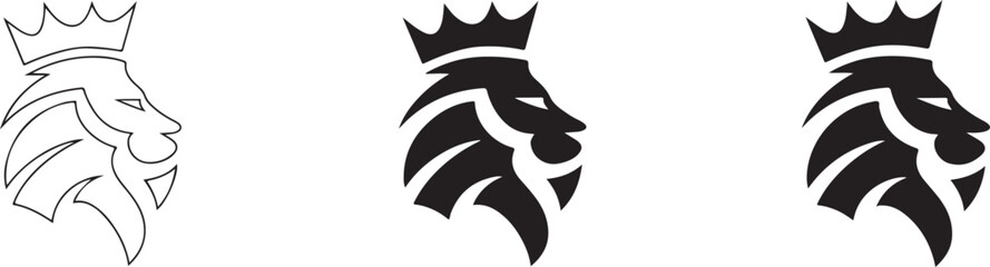 Lion logo vector design. Isolated wild cat minimal head silhouette. © Farhana