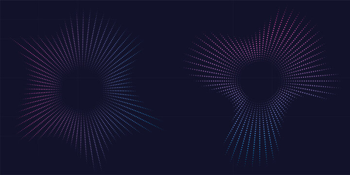 Abstract digital sound wave visualization on dark background with visualization circular particles abstract frequency waveform technology spectrum equalizer vibration electronic connection