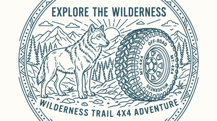 Explore the Wilderness Trail 4x4 Adventure Wolf Badge © Dafid