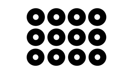 Fototapeta premium Circles Dot Matrix Icon Set with Bold Black Rings and White Center Holes for Abstract Interface Design