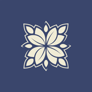 Clean Floral pattern ornament logo simple emblem in soft neutral tones