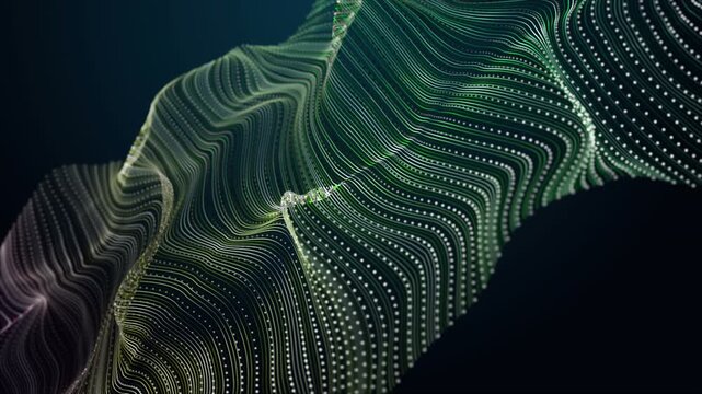 Fantastic video animation with color changing particle wave object in slow motion, 4096x2304 loop 4K