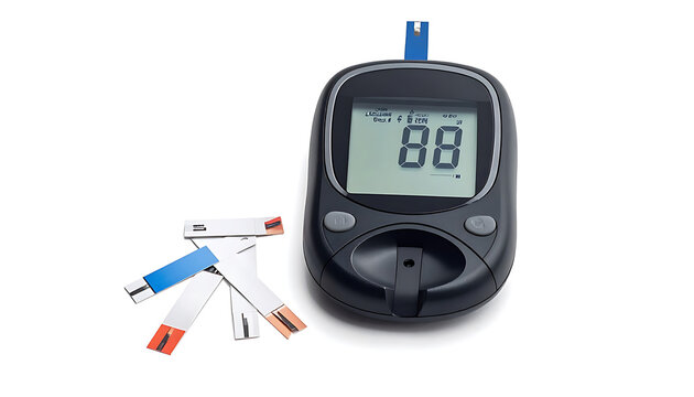 Blood glucose meter and test strips for diabetes monitoring, medical device for health control and measurement