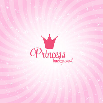 Pink princess themed graphic design featuring crown and elegant cursive text on decorative background