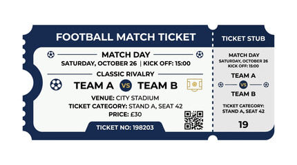 Football Match Ticket Stub - Classic Rivalry Team A vs Team B © Tulang