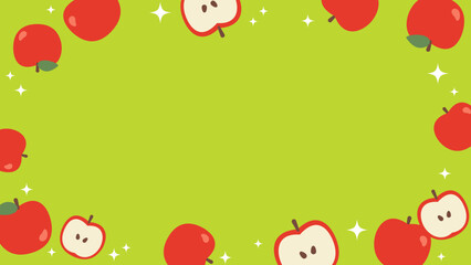 Fototapeta premium Apple Frame with sparkles in green. Vector backgrounds