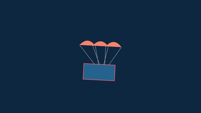 Minimalist animated parachute carrying a blank box for custom branding and delivery concepts animation 4k