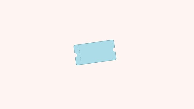 Minimalist blue ticket animation on soft 4k background, for event and, travel concepts