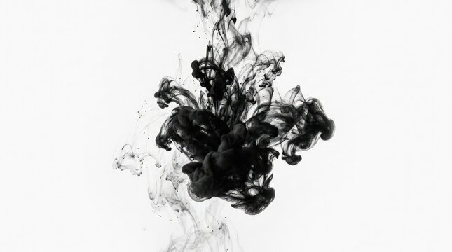 Black ink, smoke, or liquid splashing, abstract art, creative background