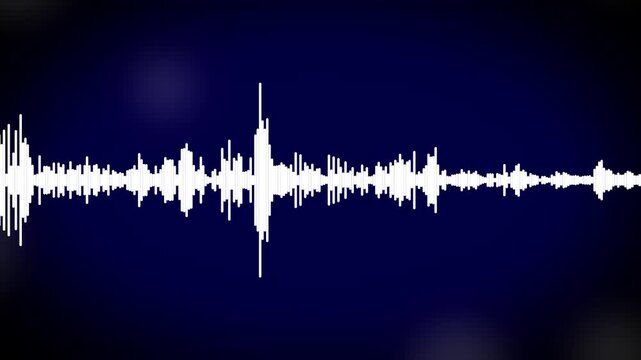 Dynamic audio waveform visualization on dark blue background, for music and, technology projects sound