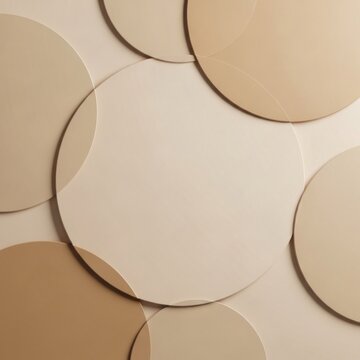 Abstract background features overlapping circles in various shades of beige.