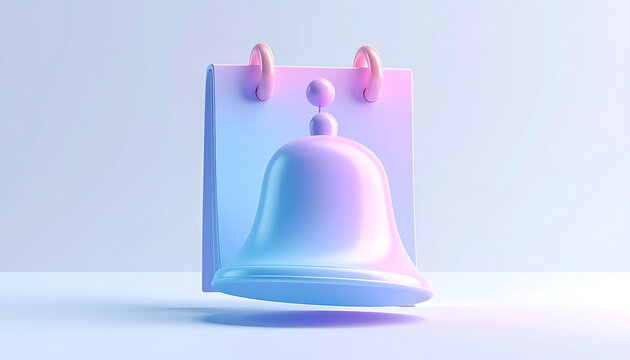 Calendar icon with a bell symbol in pastel gradient, reminder or event notification concept