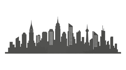 Obraz premium City skyline silhouette at sunset showcases skyscrapers and buildings