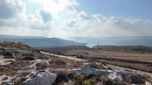 Ix-Xini hill, in the early morning, Gozo, Malta. High quality 4k footage