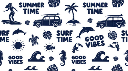 Summer Vacation Tropical Clipart Bundle with Ocean and Beach Elements © Peru