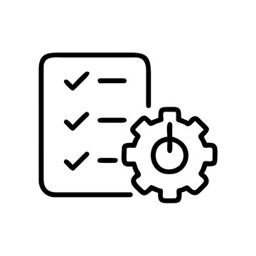 Checklist and gear icon for planning and process management.