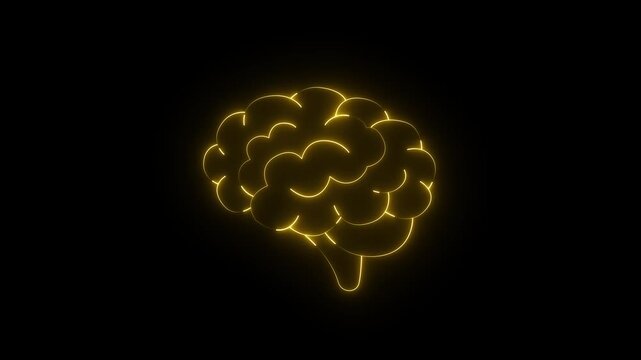 Medical futuristic technology of the neon lines drawing a man's brain medicine memory mind miry neuro neurology organ research science system technology on black background.