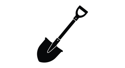 Black spade shovel tool against a white background a simple silhouette © vect roy
