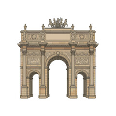 Fototapeta premium Detailed Architectural Illustration of a Classical Triumphal Arch Monument