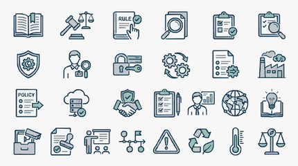 Fototapeta premium Compliance and Corporate Governance Icons Set