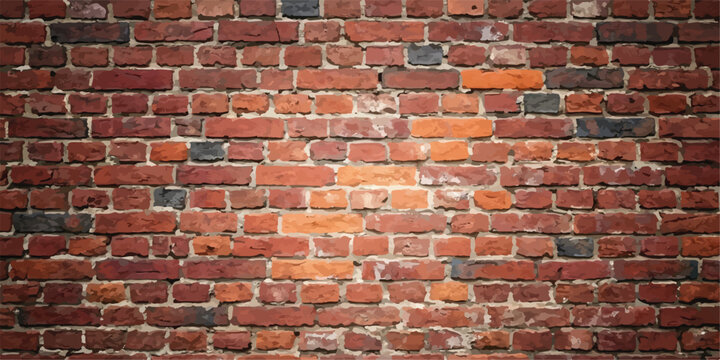 Detailed red brick wall background with varied color tones background construction architecture material exterior industrial cladding backdrop structure building traditional interior