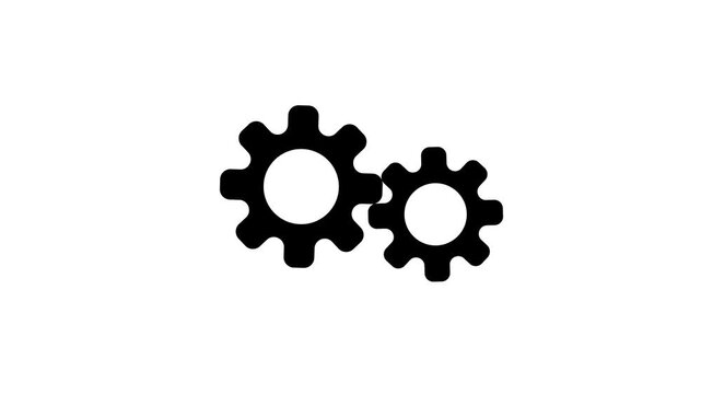 Smooth rotating interlocking gear animation on a white background. Seamless loop featuring mechanical cogwheels, ideal for engineering, automation, technology, presentations, and motion graphics.