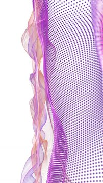 Fantastic vertical video animation with particle wave object in slow motion, 2304x4096 loop 4K