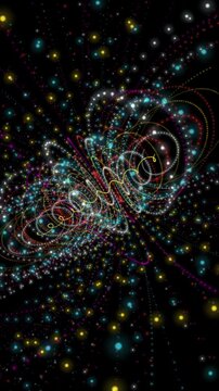 Fantastic vertical video animation with particle stripe object in slow motion, 2304x4096 loop 4K